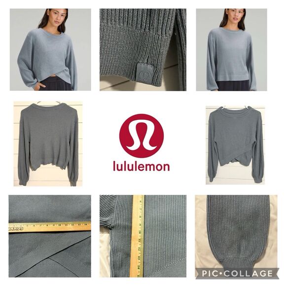 Lululemon Sweaters - Lululemon Reversible Crossover Sweater CASHMERE Blend Reversible Chambray Size 2